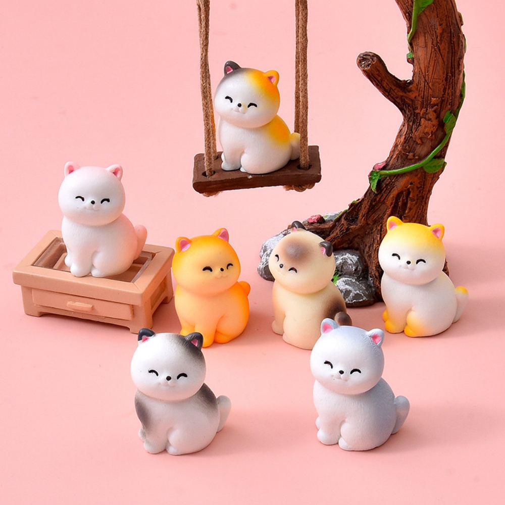 Bonsai Garden Gift - 8pc Cute Smile Cat Small Animal
