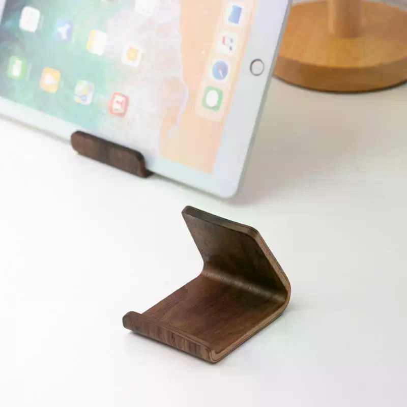 Display Stand Wood - Creative Home Office Desktop Decor Walnut