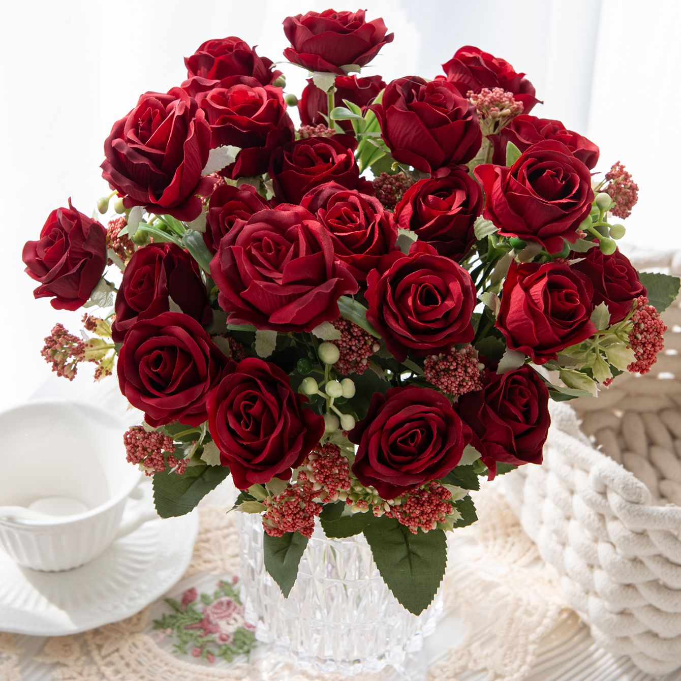 Artificial Flower Silk Rose Fe - Bonsai Garden Gift recension och pris