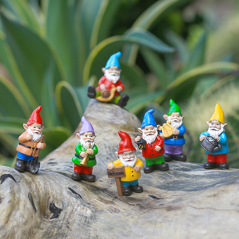 7Pcs/Set Miniature Funny Gnome - Bonsai Garden Gift recension och pris