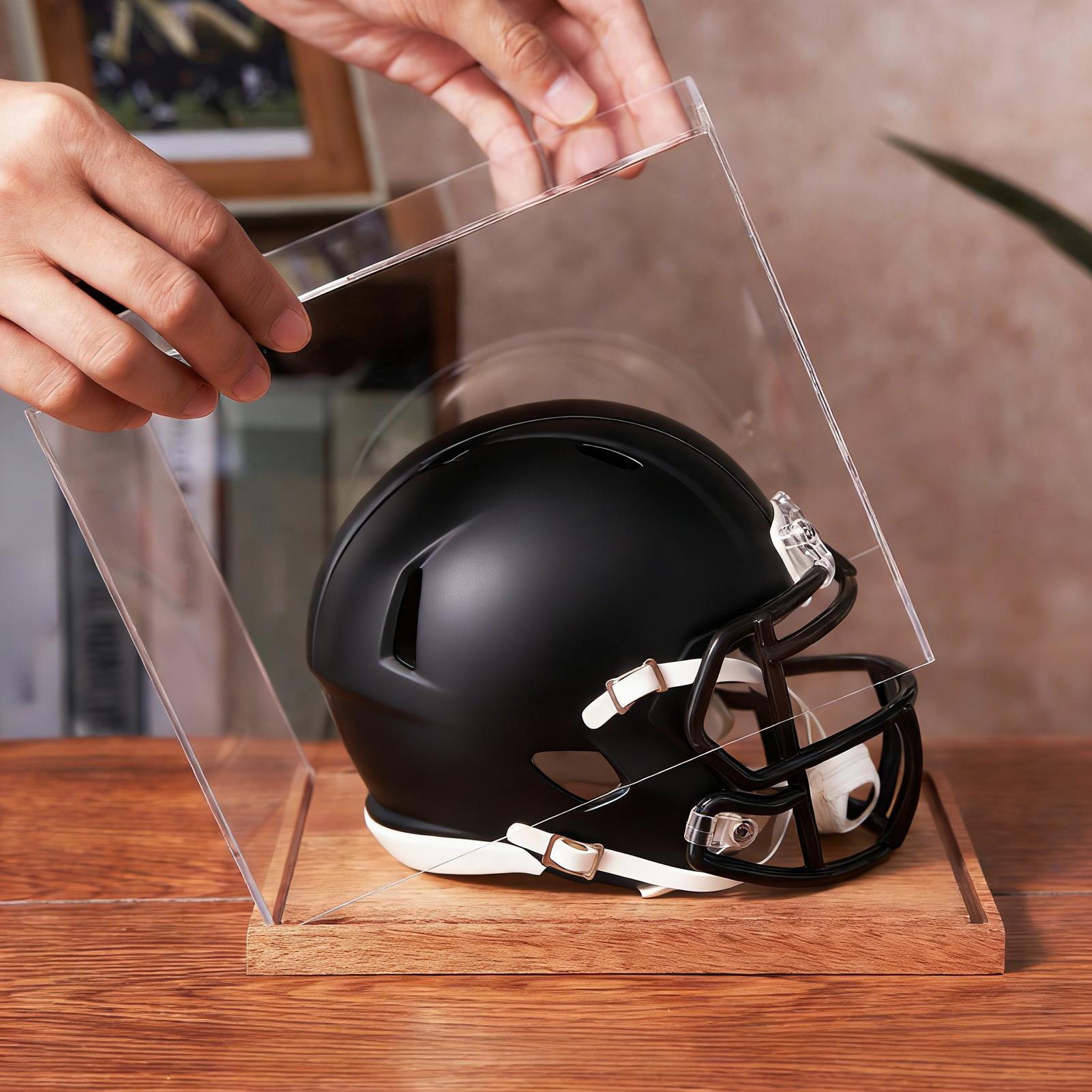 Football Helmet Case Clear Box - Display Stand Wood recension och pris