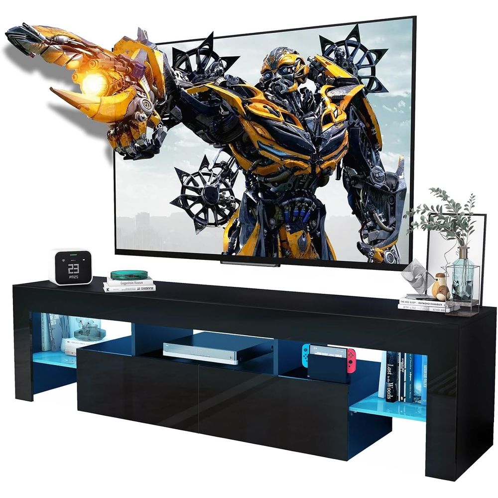 Black TV Stand, 60 65 70 75 in - Display Stand Wood recension och pris