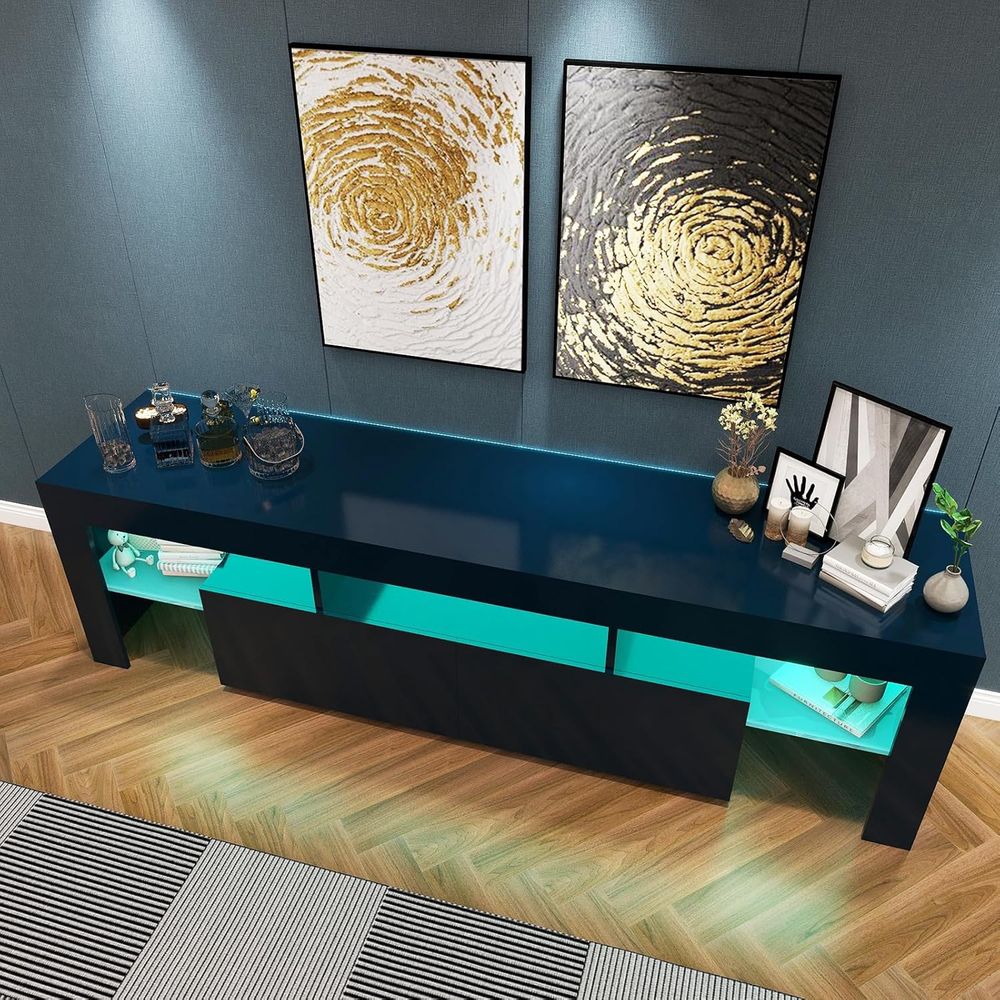 Black TV Stand, 60 65 70 75 in - Display Stand Wood recension och pris