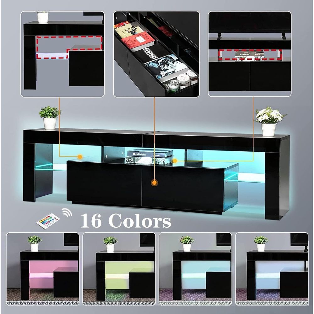 Black TV Stand, 60 65 70 75 in - Display Stand Wood recension och pris