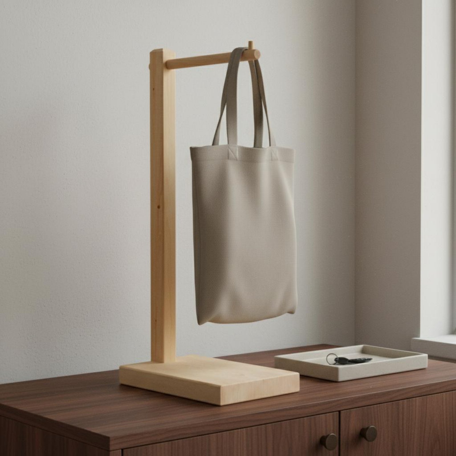 Pure Wood Bag Stand Sturdy Bas - Display Stand Wood recension och pris