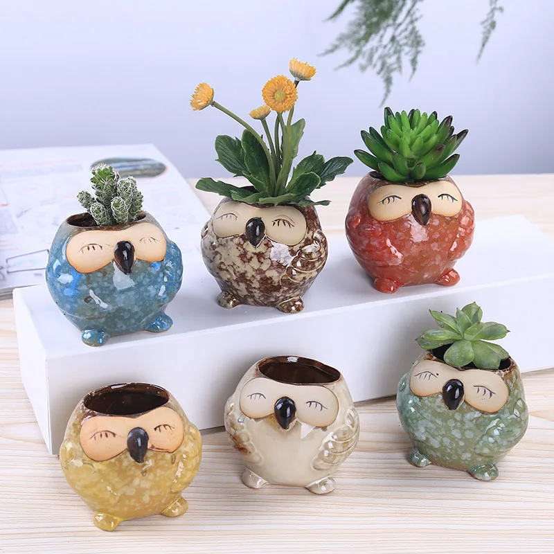 Mini Ceramic Owl Succulent Pla - Bonsai Garden Gift recension och pris